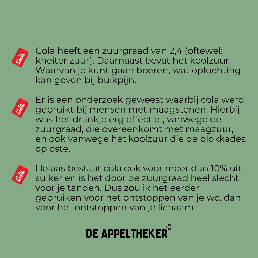 cola buikpijn appeltheker